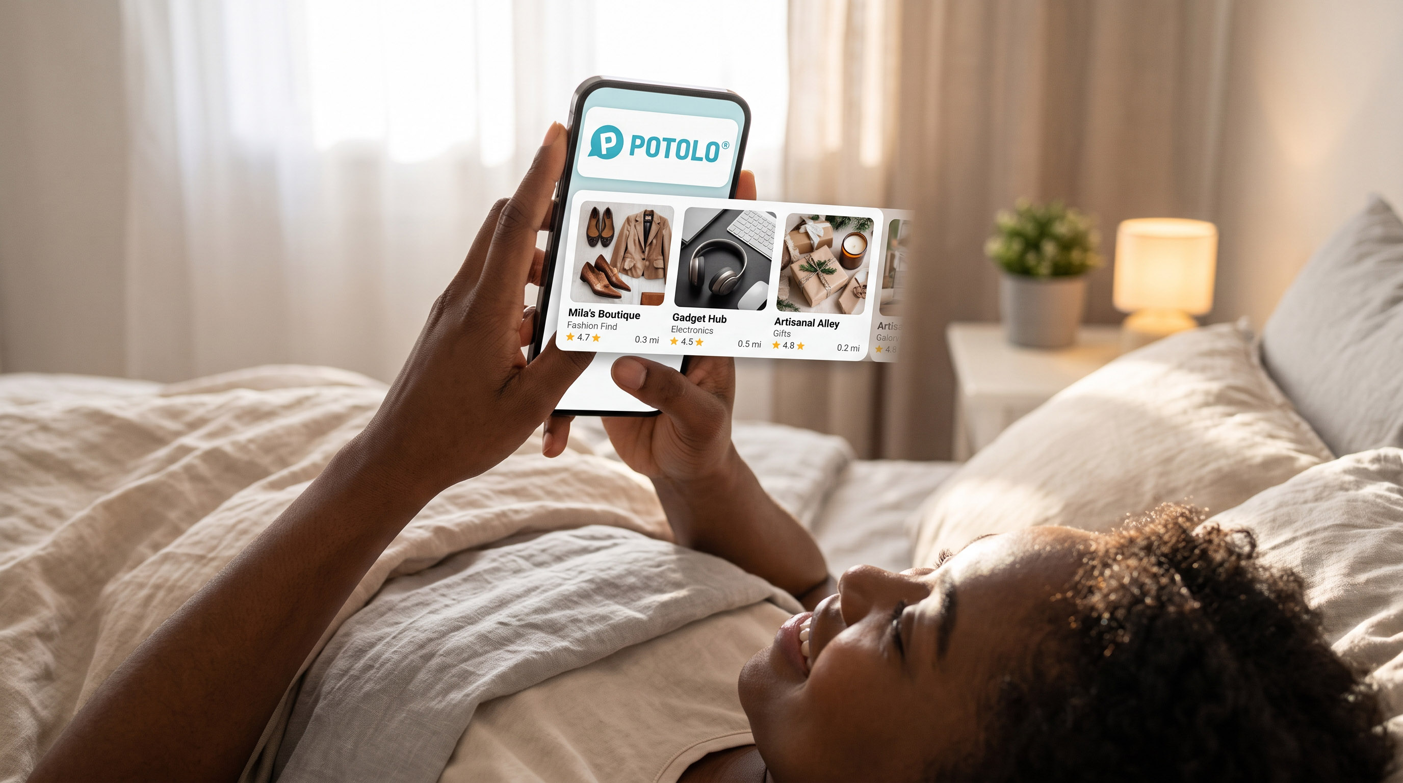 Browsing local stores in the Potolo Shop app